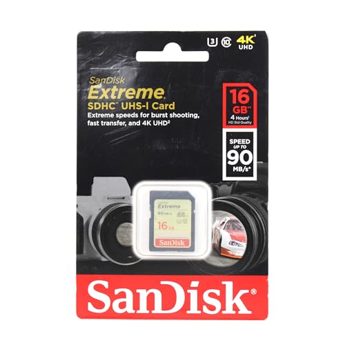 SanDisk Extreme 16GB SDHC UHS-I U3 memory card, up to 90MB/s...